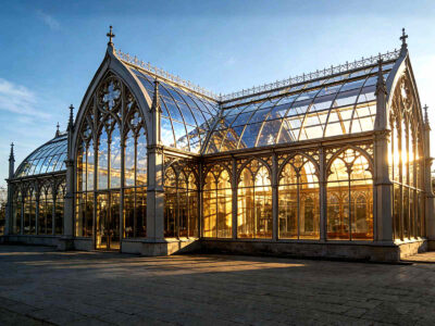 Gothic Victorian glass Greenhouse, Victorian style steel conservatory, Gothic arch glass sunroom
